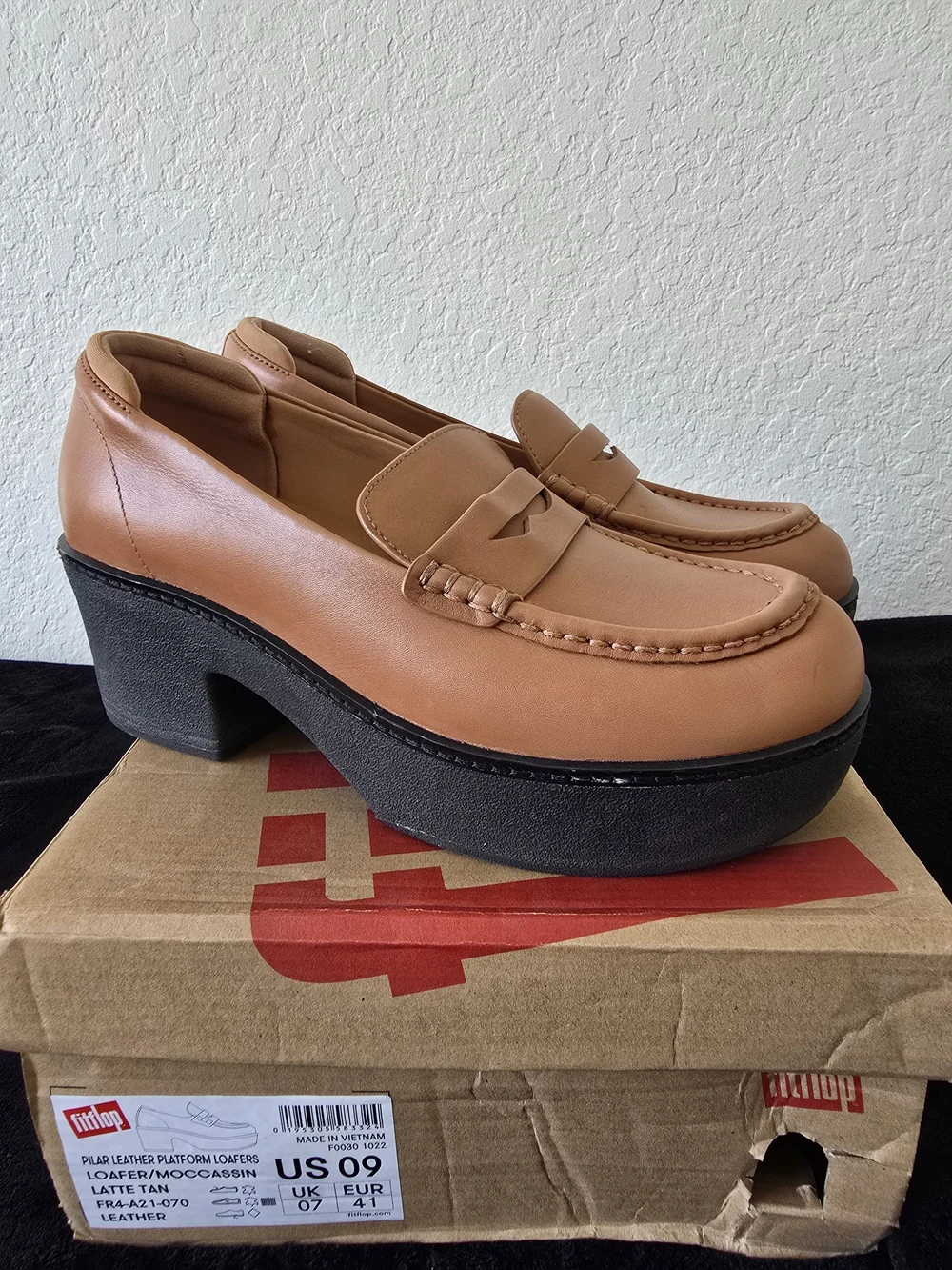 Fitflop Tan Leather Platform Loafers